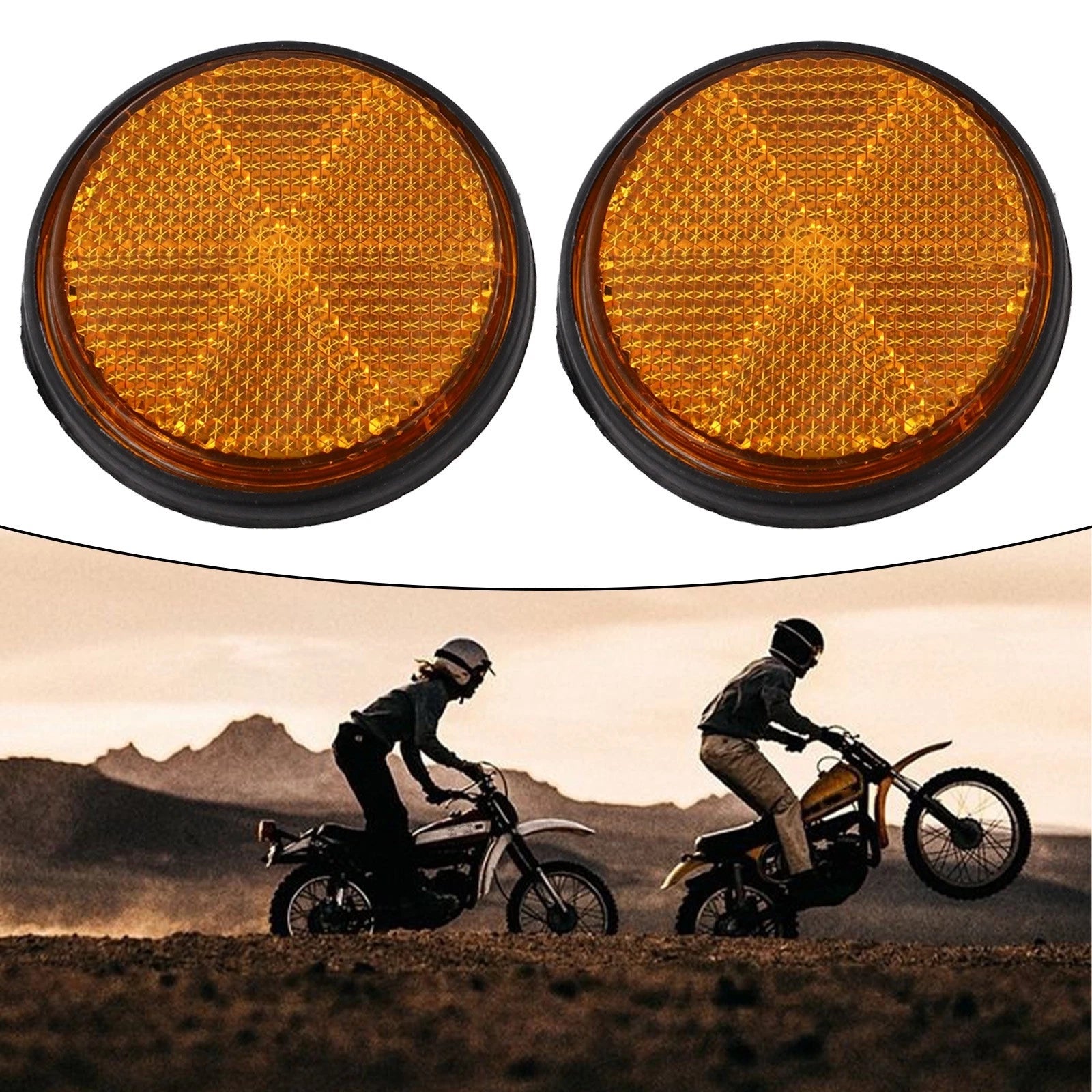 2X Circular Reflectors for Motorcycle, Trucks, Bicycles, Car