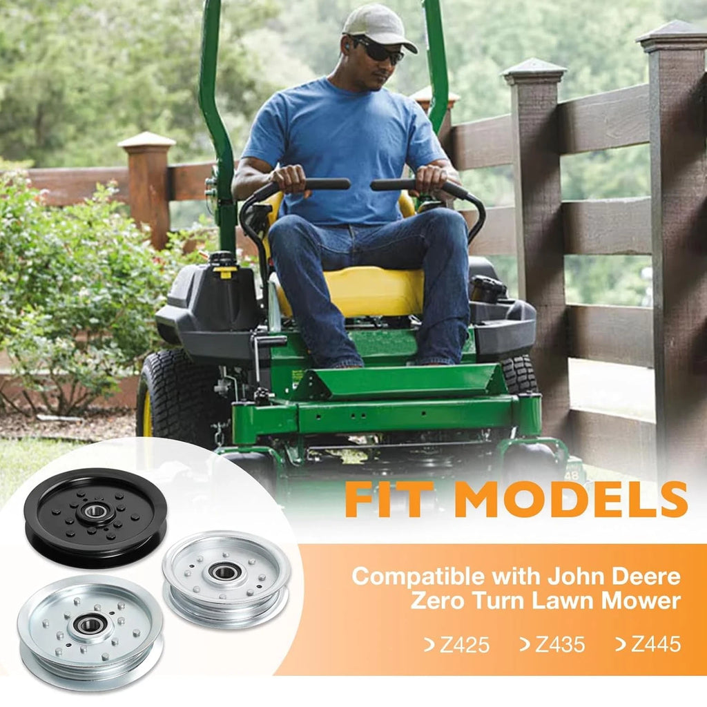 3Pcs Flat Idler Pulley for John Deere Z425 Z435 Z445 (AM135526)