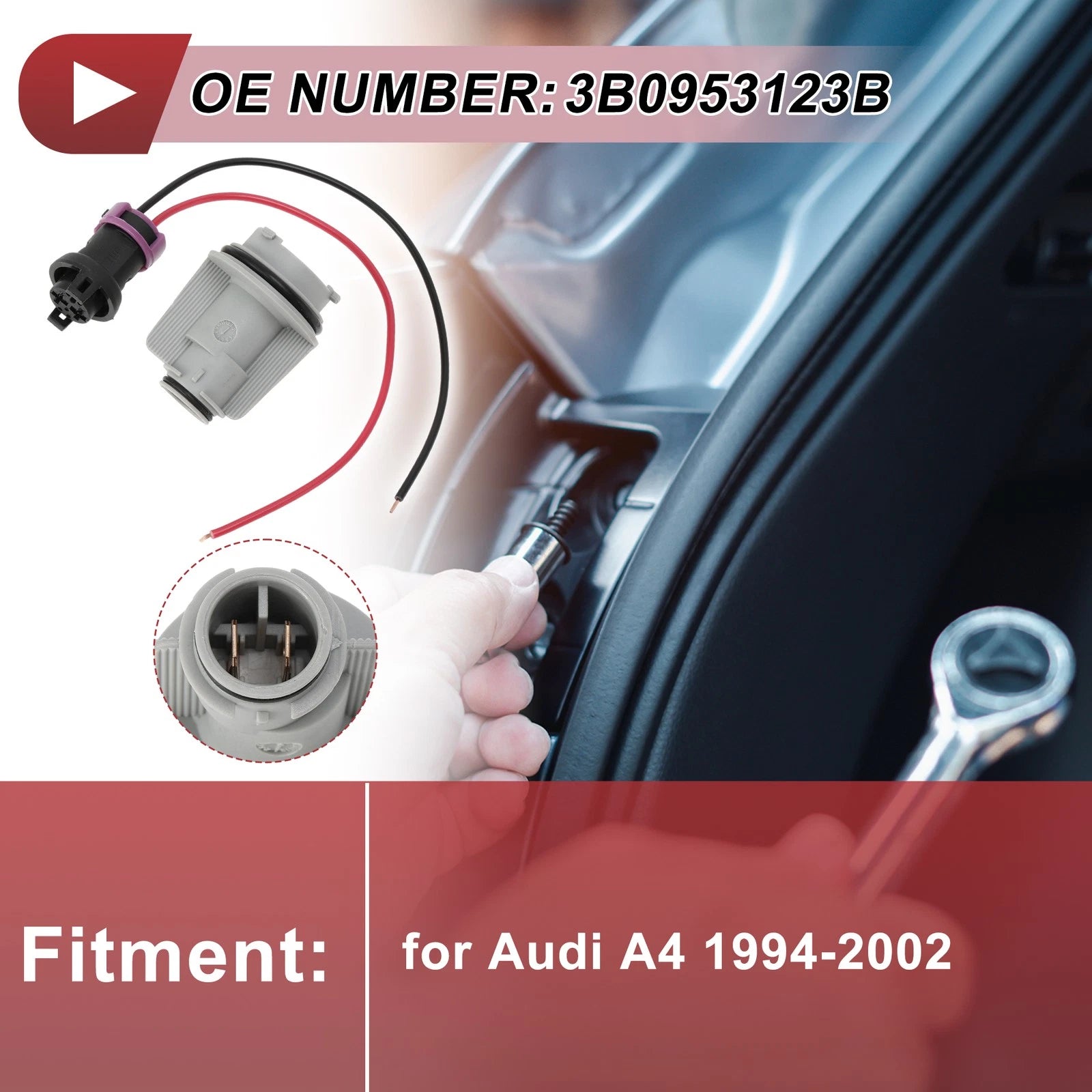 Set of 1 Front Indicator Light Socket Wiring for Audi A4 (1994–2002) No.3B0953123B