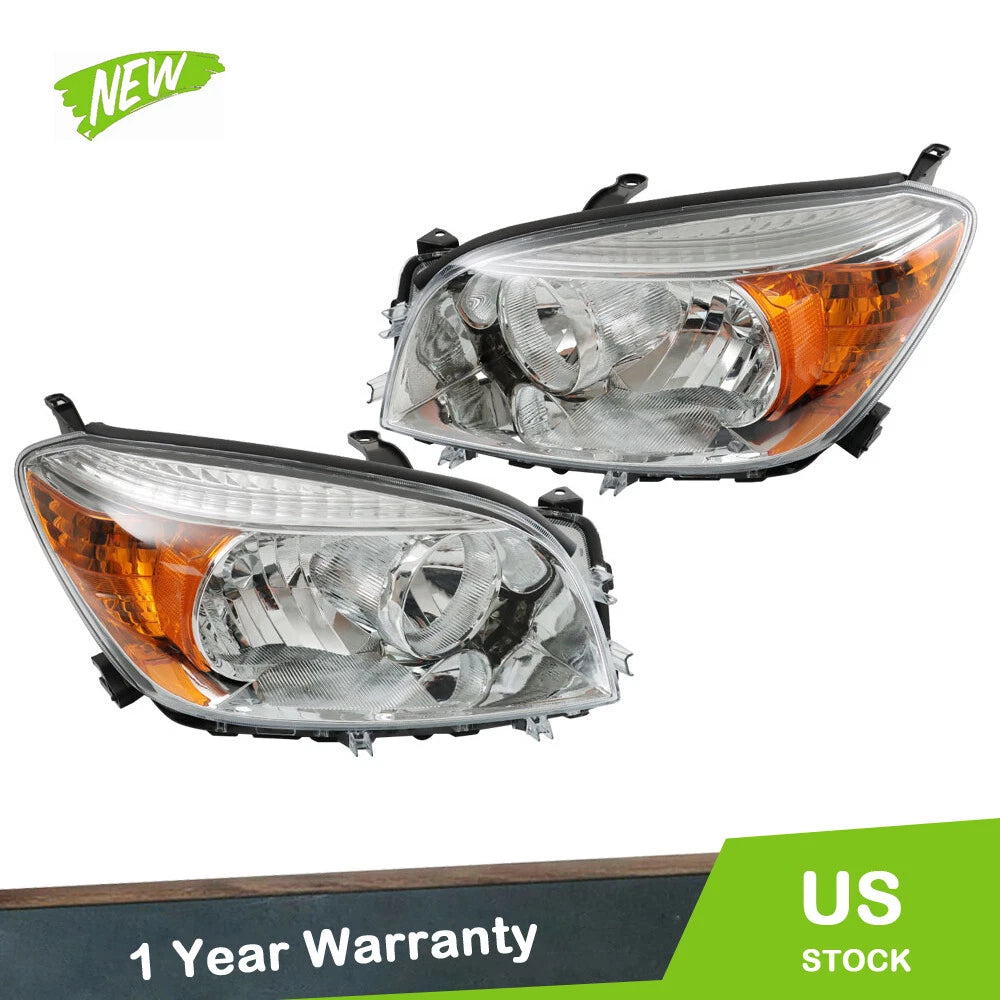 Chrome Set of 2 Headlight Headlamps for Toyota RAV4 (2006–2008)