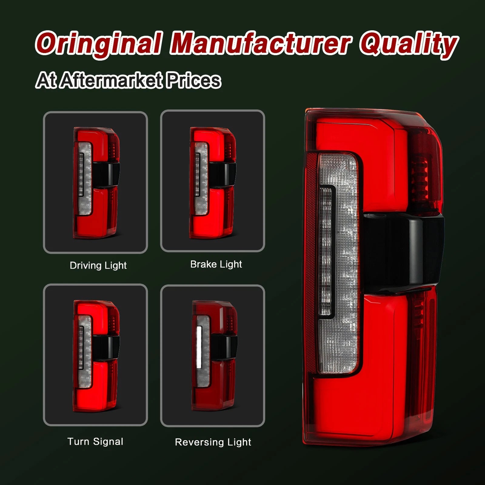 LED Tail Lights for Ford F-250 Super Duty (2023–2026) - Halogen Upgrade, BSD Pair
