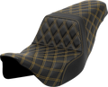 SADDLEMEN Step-Up Seat for FLH/FLT (2008–2023) - Lattice Stitch, Gold Stitch