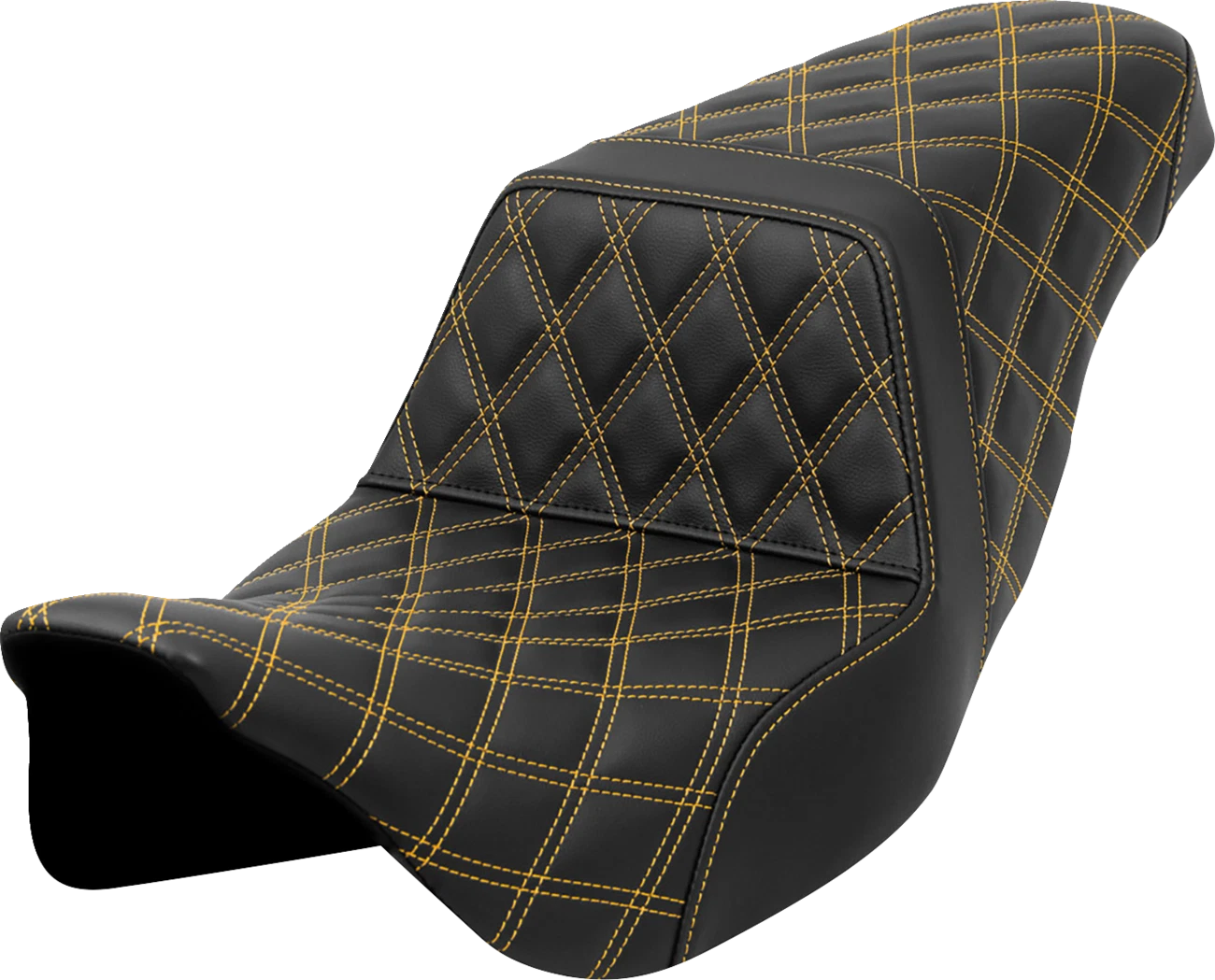 SADDLEMEN Step-Up Seat for FLH/FLT (2008–2023) - Lattice Stitch, Gold Stitch