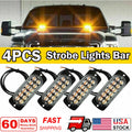 Set of 4 Amber LED Beacon Warning Strobe Lights for Car Truck