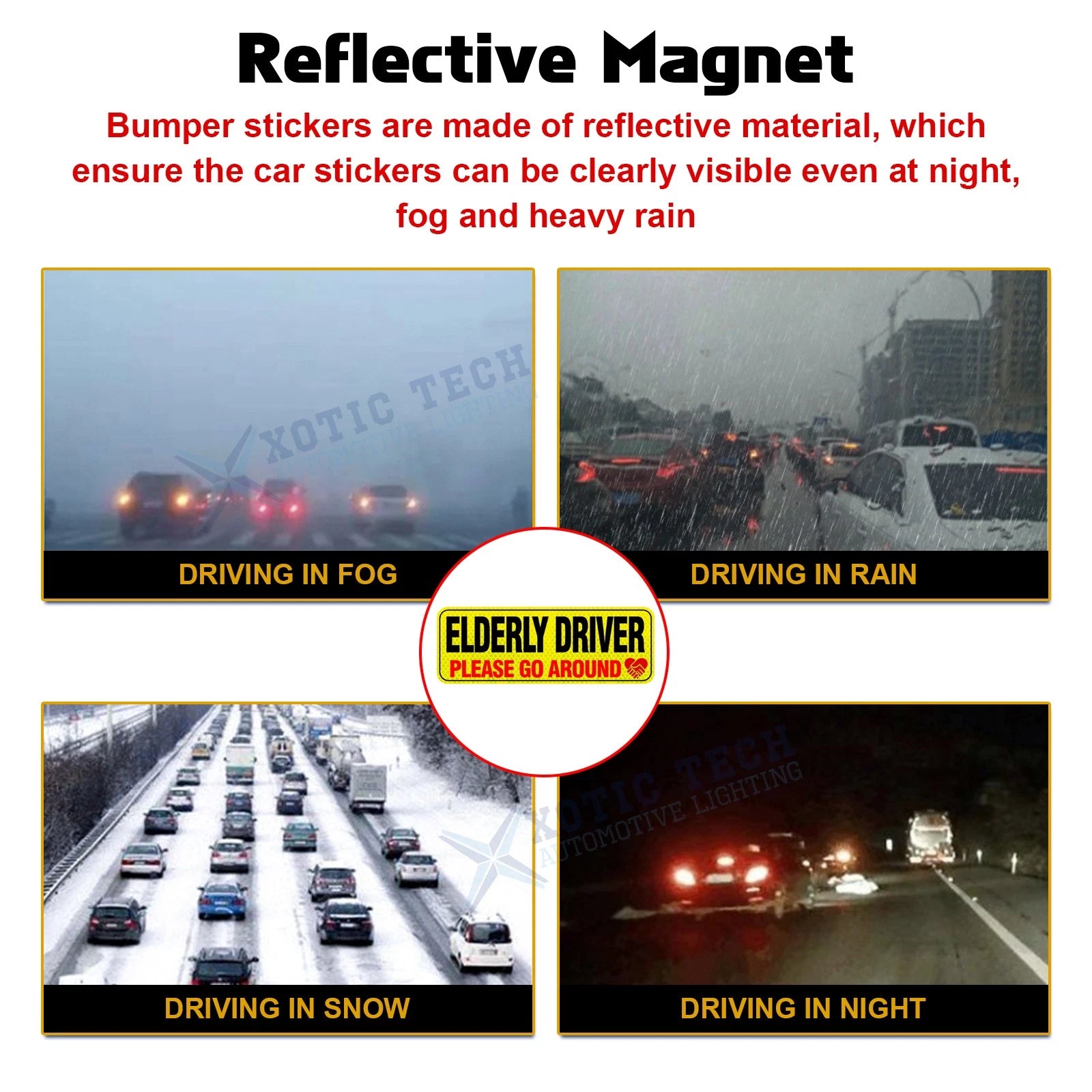 Reflective Senior Driver Car Magnet for Elderly Drivers (2010-2020)