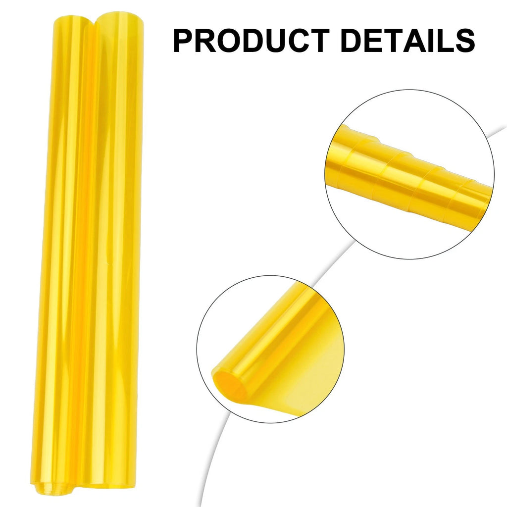 12X48 Yellow Gloss Light Black Smoke Headlight Fog Light Tint Film Vinyl