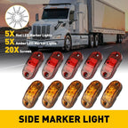 10pc LED Double Bullseye Clearance Lamp for Trailer (Red/Amber)
