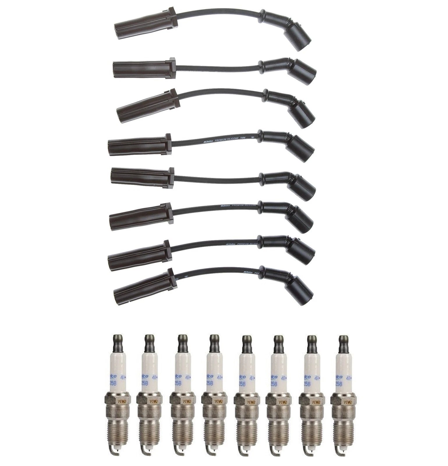 Set of 8 Pro Ignition Wires for Chevy Cadillac - Iridium Spark Plugs