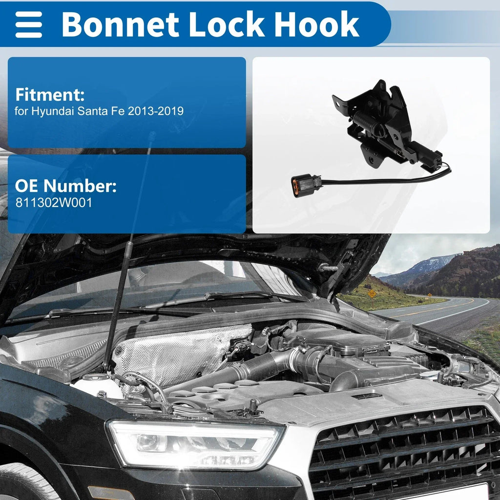 Hood Latch Assembly for Hyundai Santa Fe (2013-2019) 1 x Quality Replacement