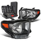 Pair of Black Amber Signal Headlights for Toyota Tundra (2014–2020)