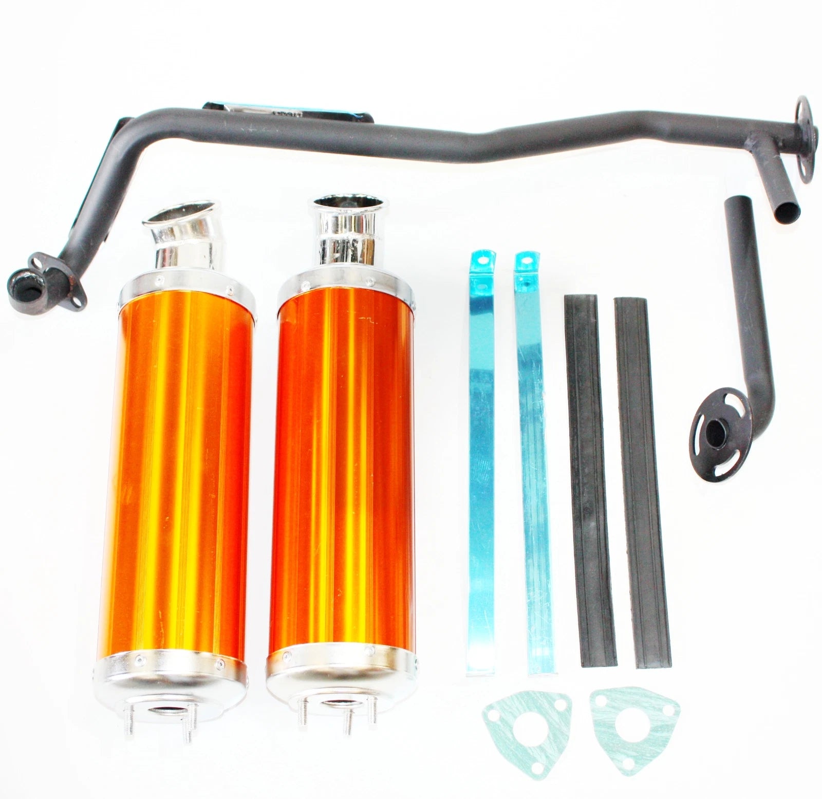 Twin Exhaust Pipe Set for 110 125cc Bull Style Farm Quad ATV