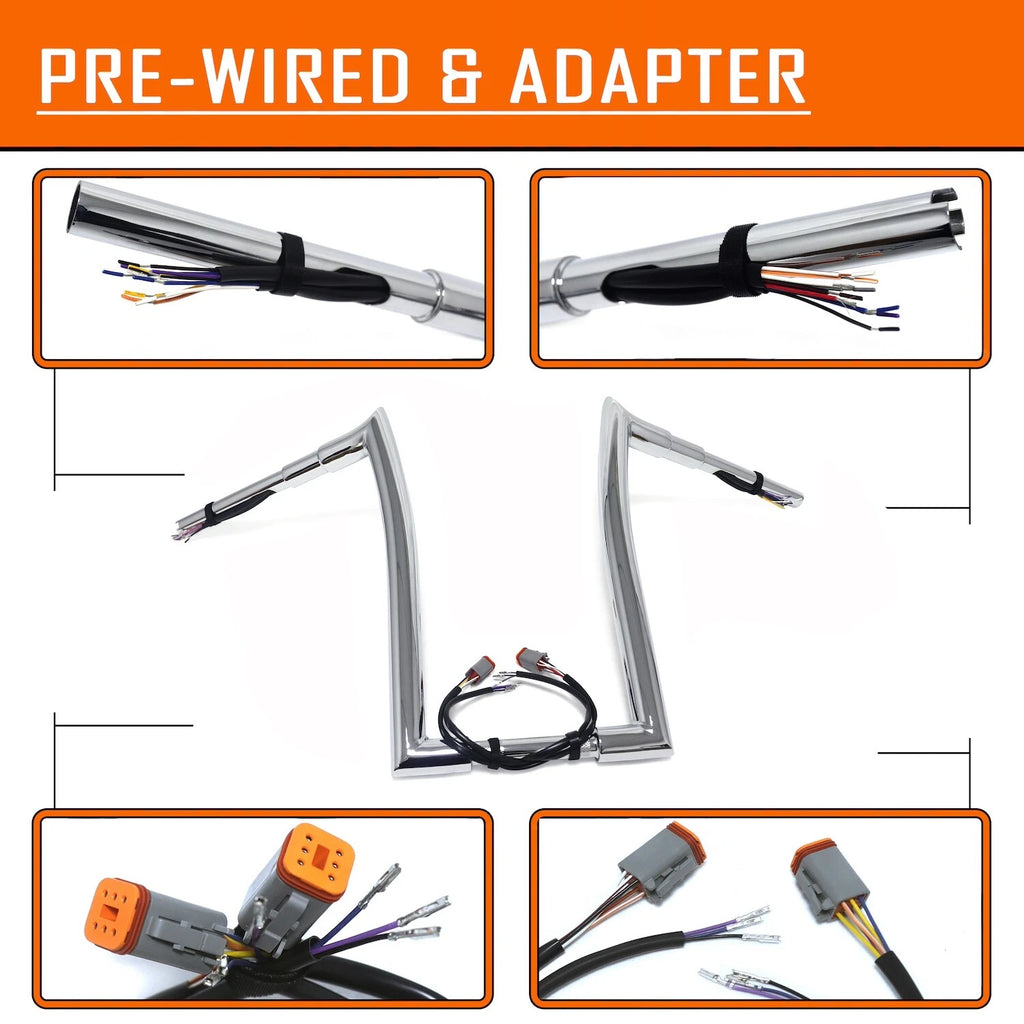 16" Prewired & Drilled Handlebar 32mm for Harley Sportster/Dyna/Softail/Road King (1996–2006)