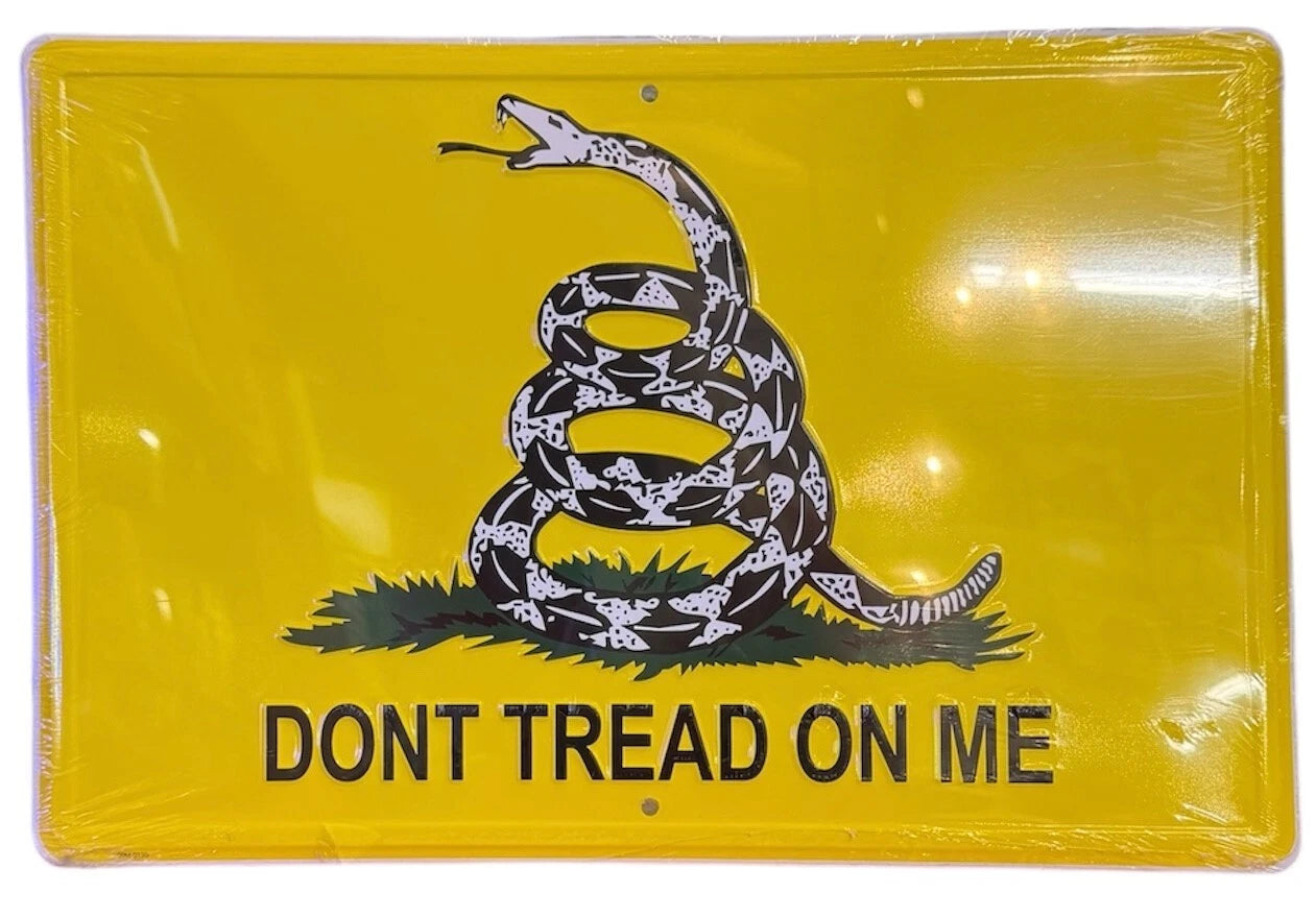 Embossed Metal Sign - Don't Tread On Me Rattlesnake 12 x 18