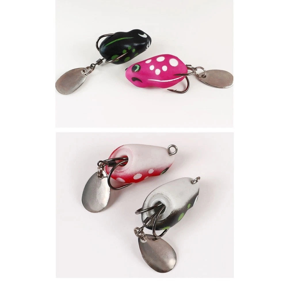 Set of 5 Soft Frog Casting Lures with Double Hooks for Bass Angling