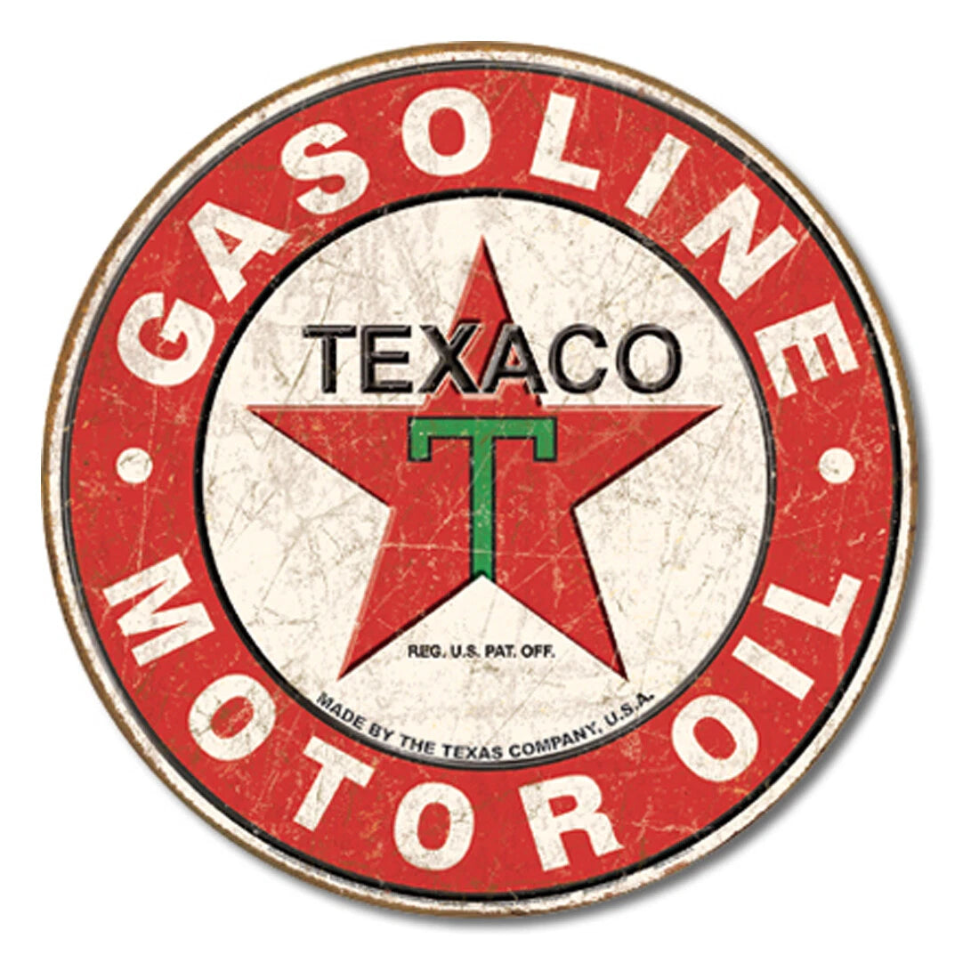 Vintage Texaco Steel Cut Sign 24" Round for Gas & Motor Oil Display