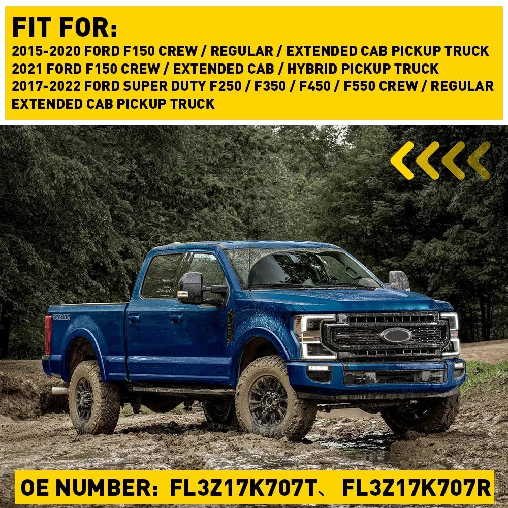Mirror Glass for Ford F-250 Super Duty (2017-2022) Driver Side Upper