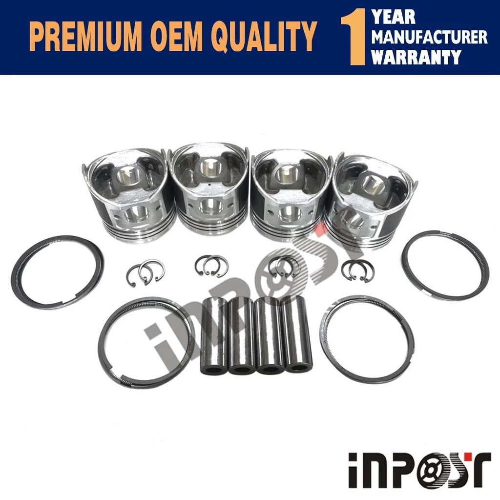 Piston Kit with Ring for Yanmar 486V (Thermo King TK486V) (Set of 4)