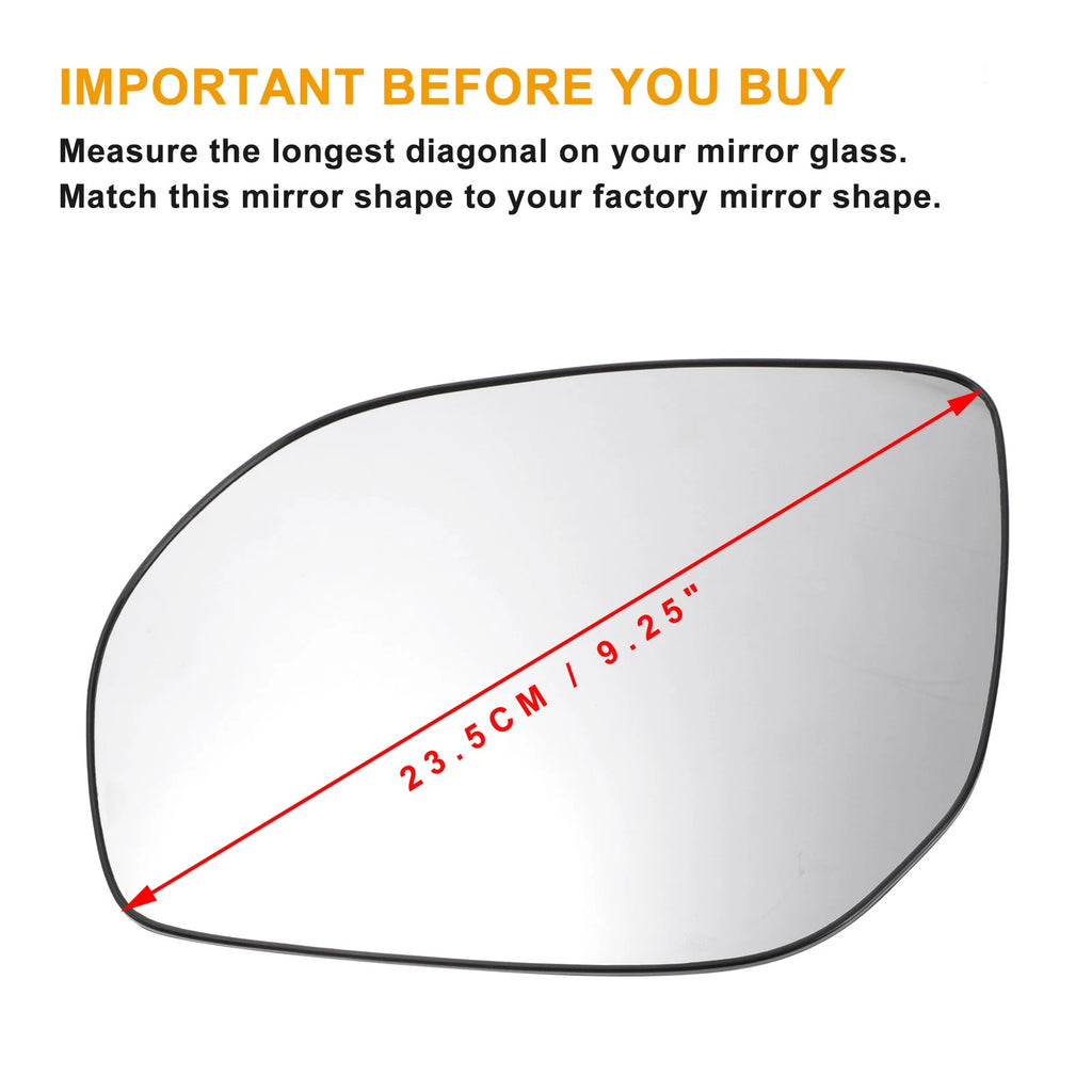 Heated Left Side White Mirror Glass for Hyundai Santa Fe (2013–2016)