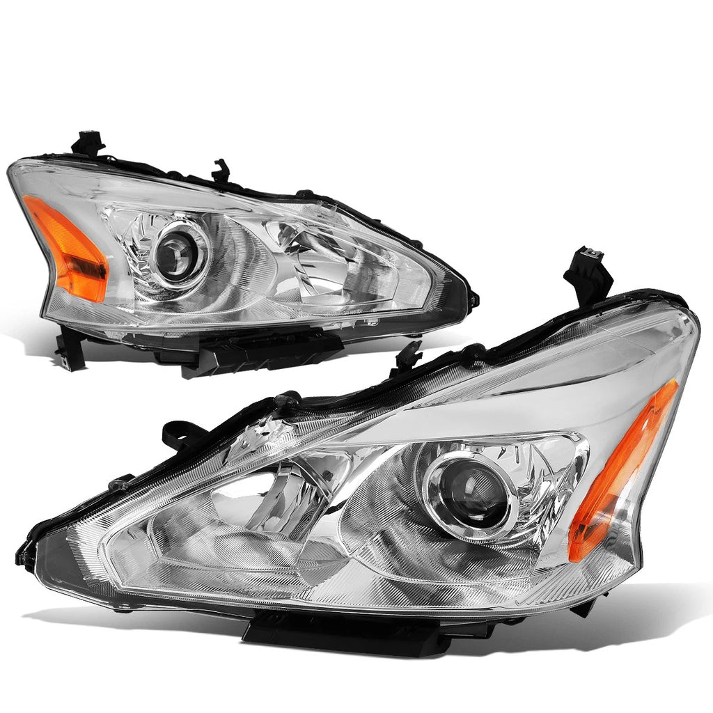 Projector Headlights Pair for Nissan Altima Sedan (2013–2015) Chrome/Amber