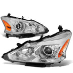 Projector Headlights Pair for Nissan Altima Sedan (2013–2015) Chrome/Amber