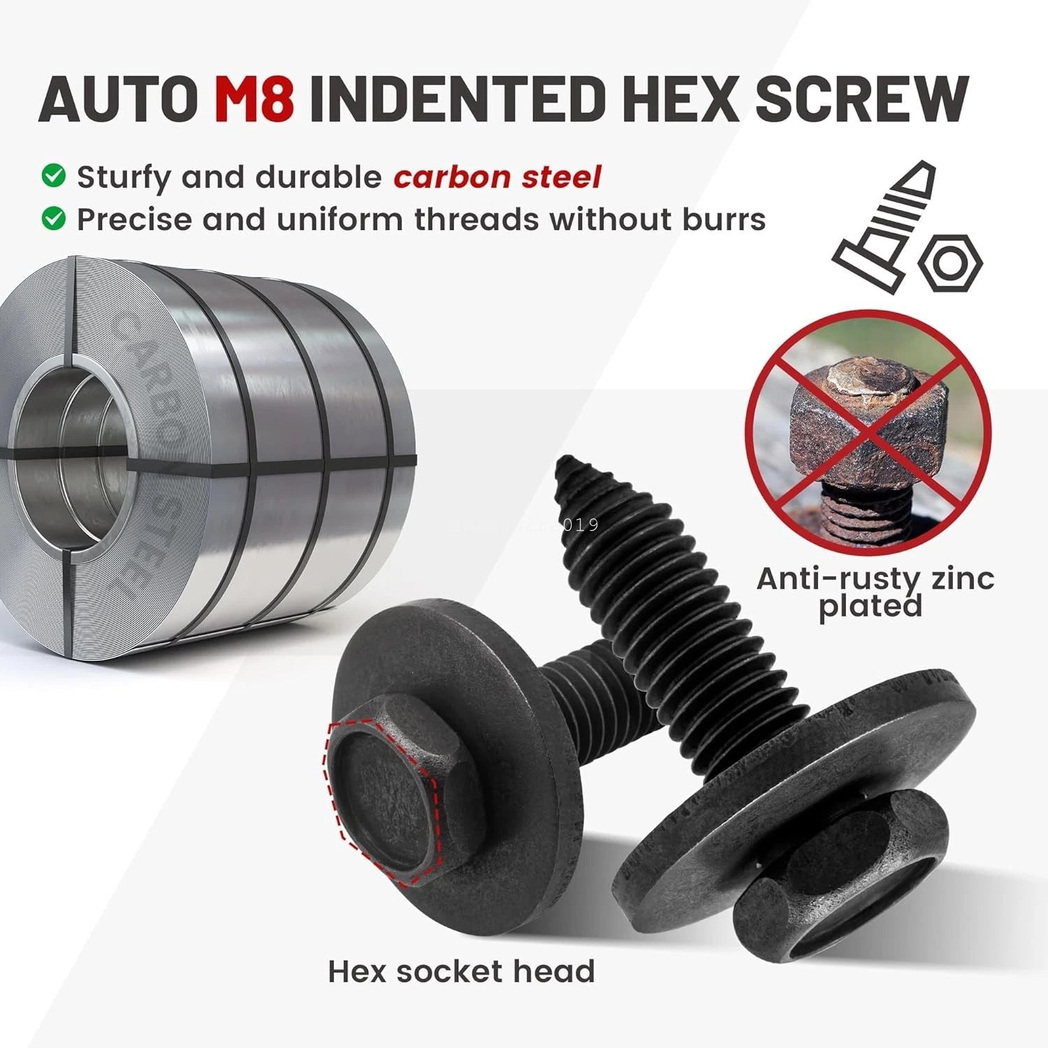 20pcs M8-1.25 Body Bolts & U Nuts Kit for Chevy Silverado 1500 (1999–2022)
