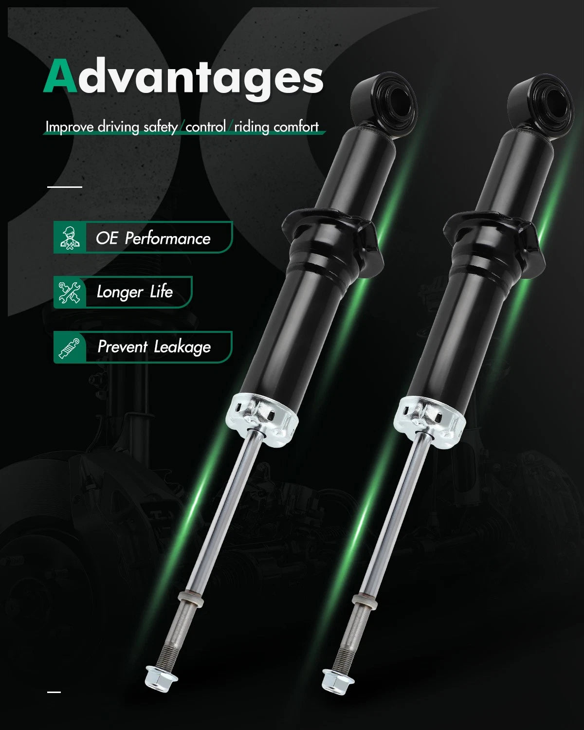 Set of 2 Rear Shock Struts for Toyota Corolla XLE SE LE (2014–2019)