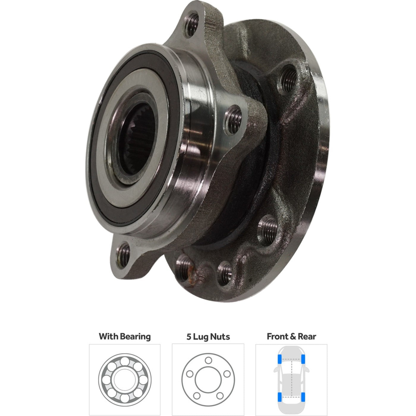 Wheel Hubs for Dodge Dart (2013–2016) Front & Rear 5 Lug with Bearing