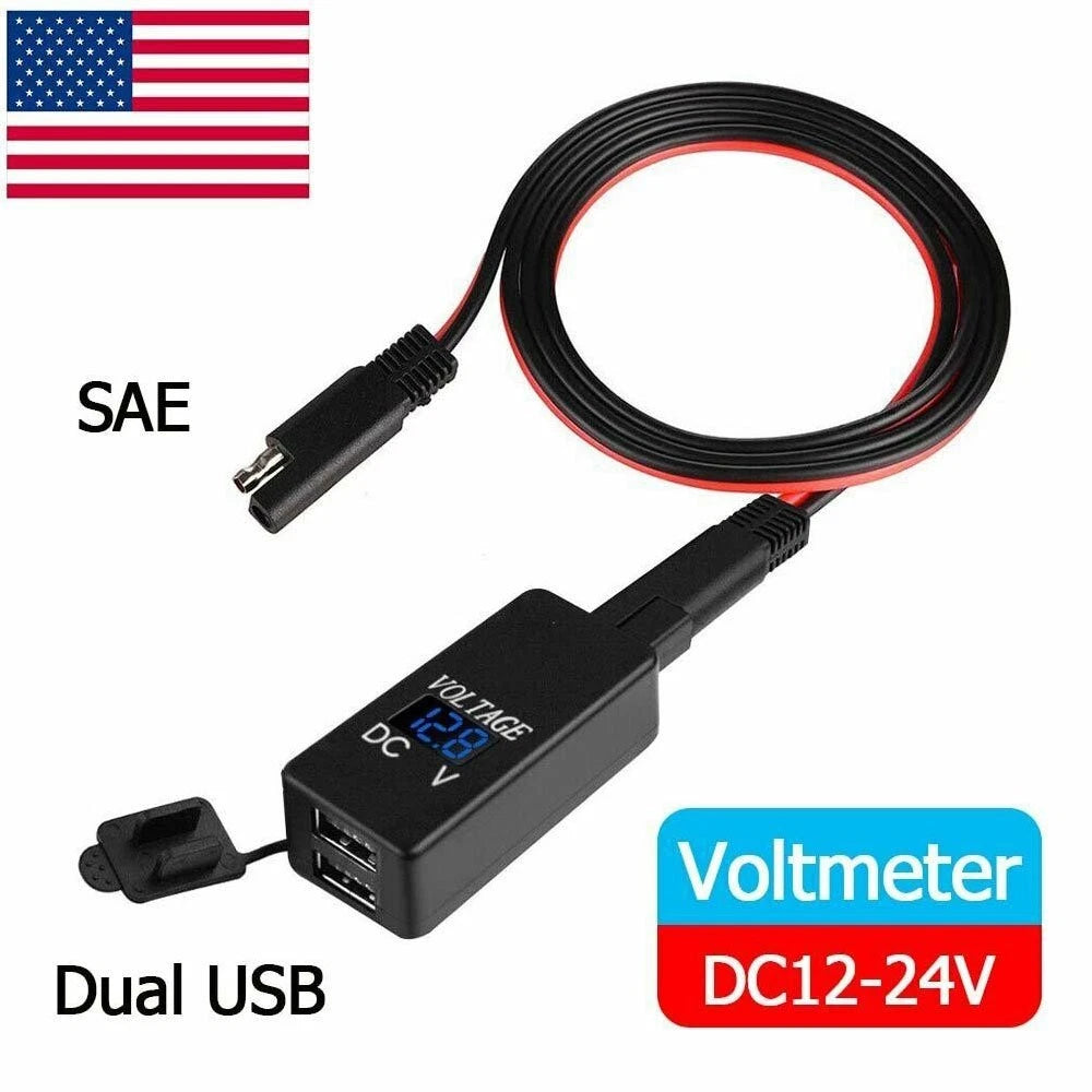 Dual USB Fast Charger Adapter for Motorcycle (LED, Waterproof)