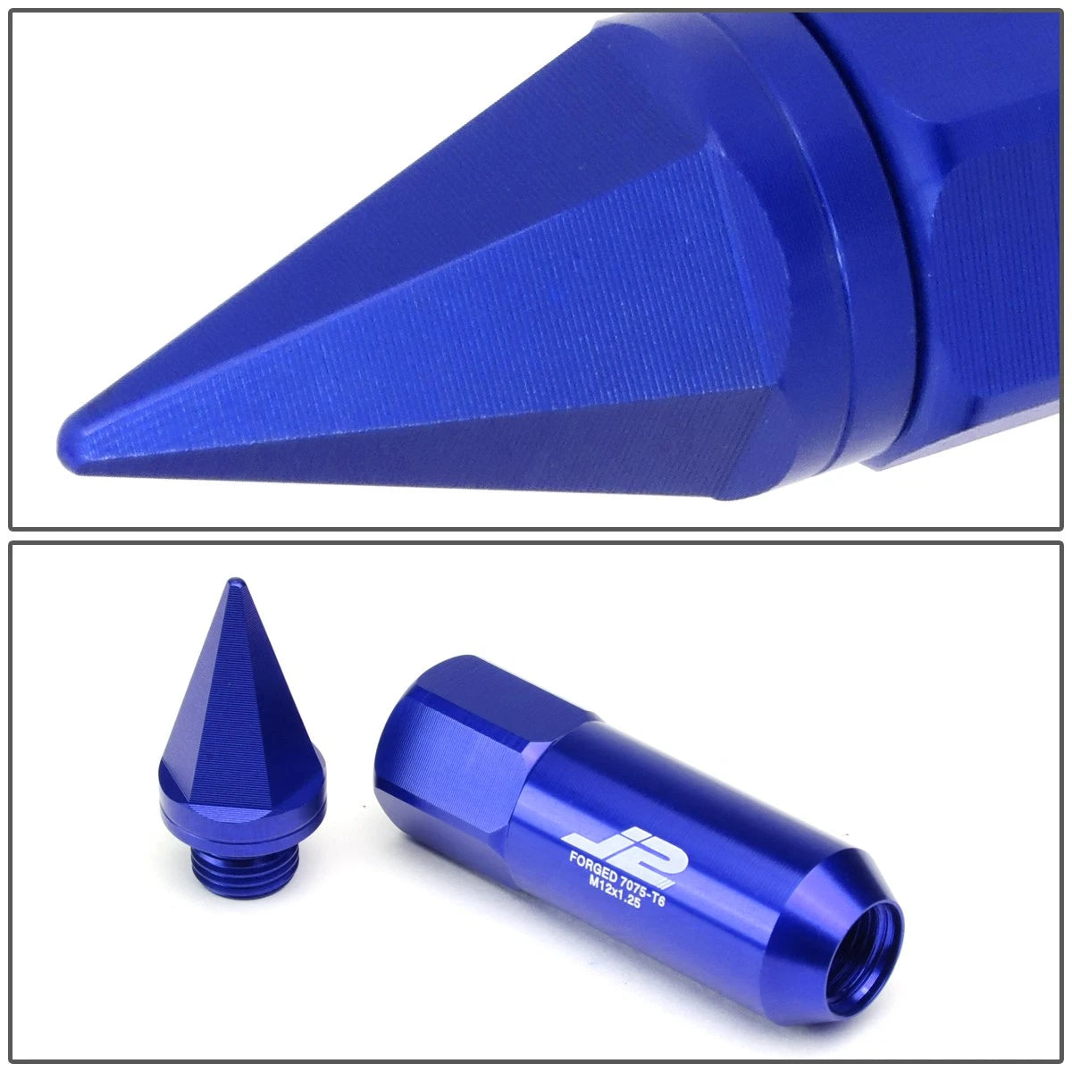 Set of 20 J2 7075 Forged Aluminum M12x1.25 Spiked End Lug Nuts for RHD Vehicles