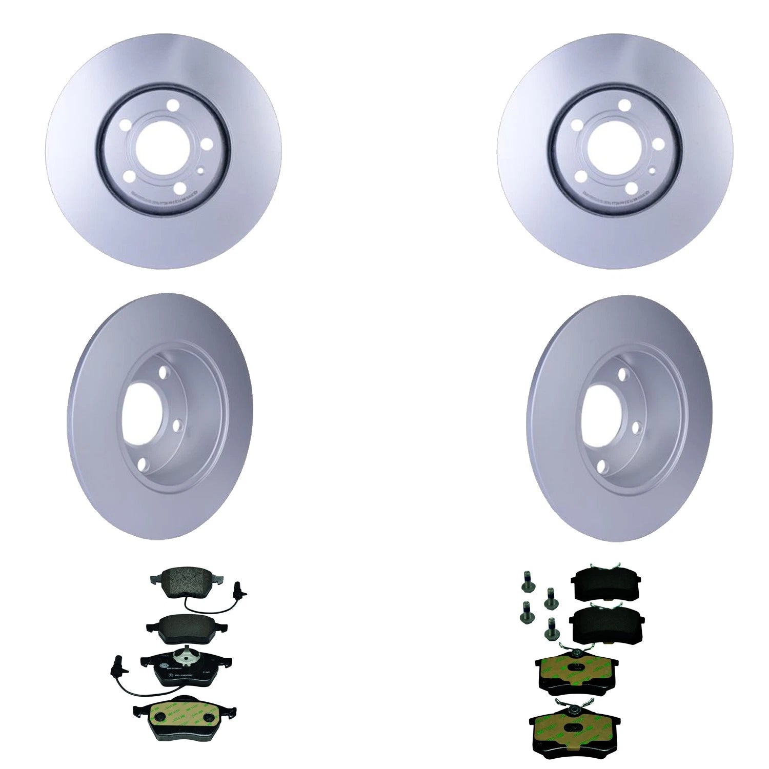 Hella Front Rear Rotors Disc Brake Pad Kit for Audi A6 (2000–2001)
