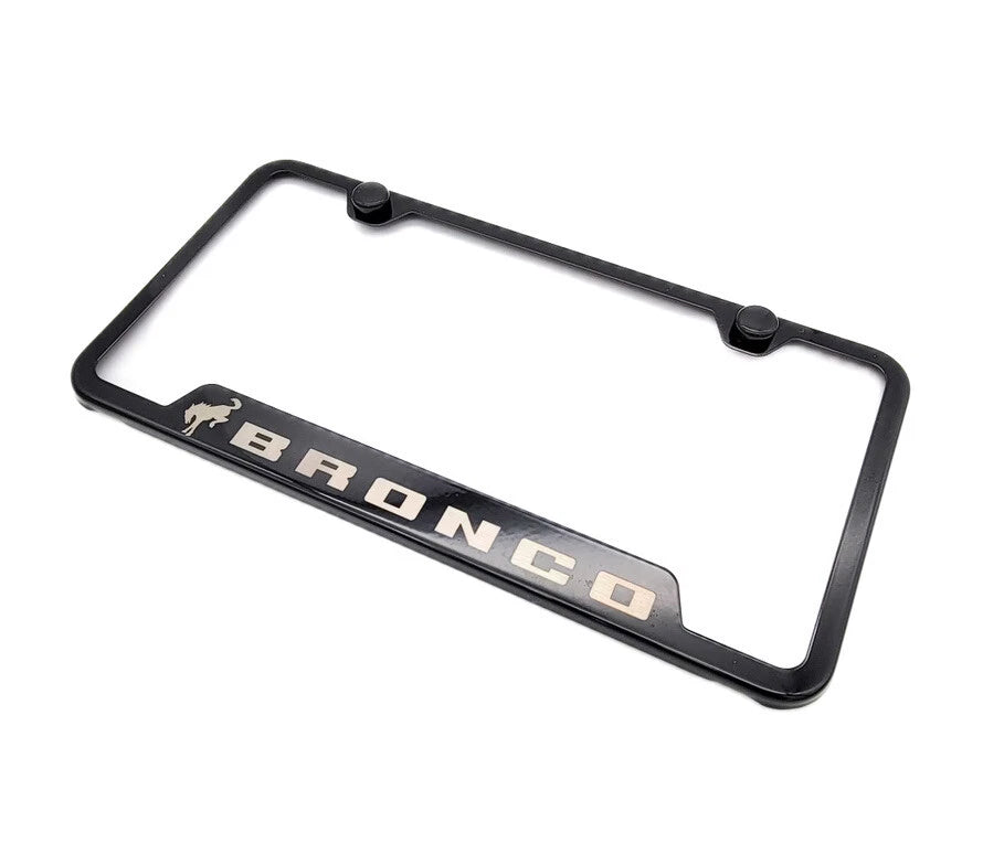 Gloss Black Notched License Plate Frame for 2021–2025 Ford Bronco Script