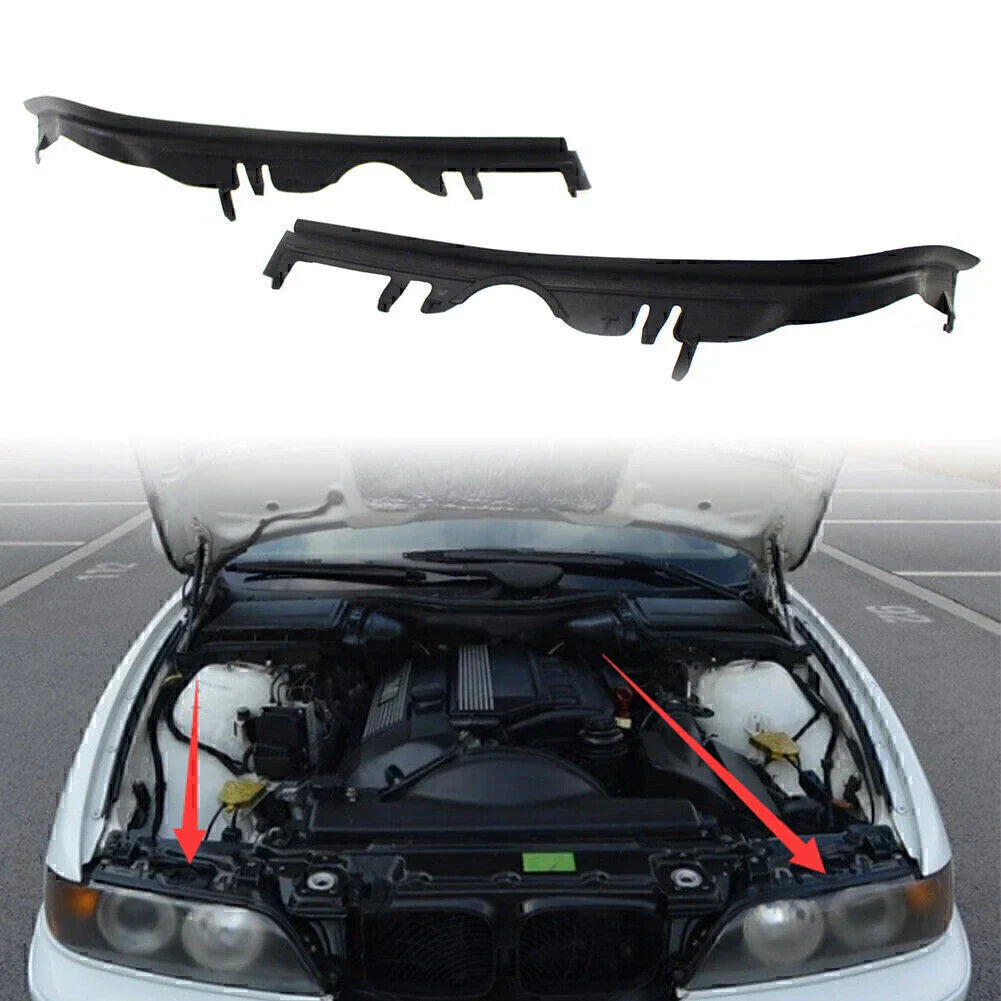Pair ABS Black Front Upper Headlight Gaskets for BMW 5 Series E39 (1997-2003)