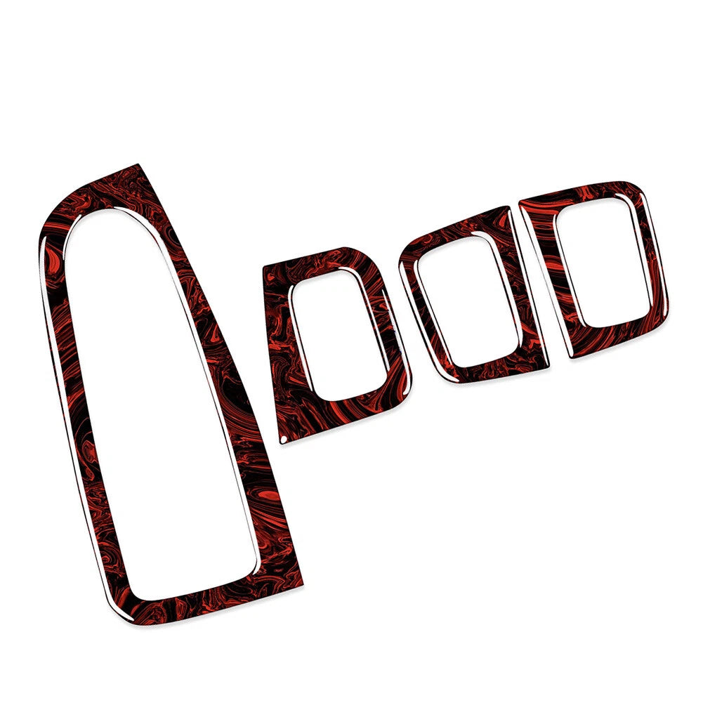 Set of 4 Fire Red Door Window Switch Panel Trim for Benz C Class (2015–2021), GLC Class (2016–2023)