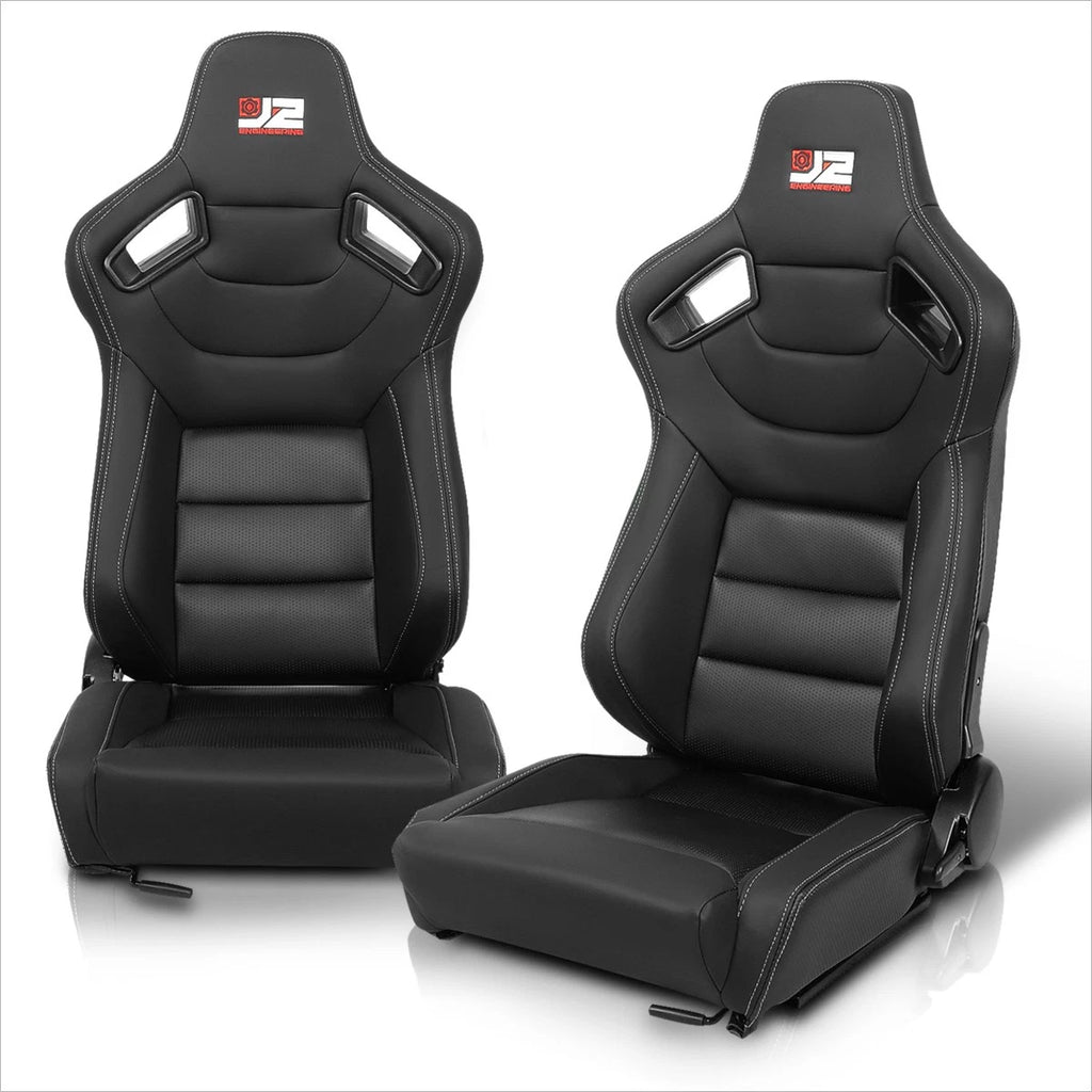 Pair of Reclinable Racing Bucket Seats for J2 Engineering (38" H x 21" W x 23" D)