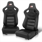 Pair of Reclinable Racing Bucket Seats for J2 Engineering (38" H x 21" W x 23" D)