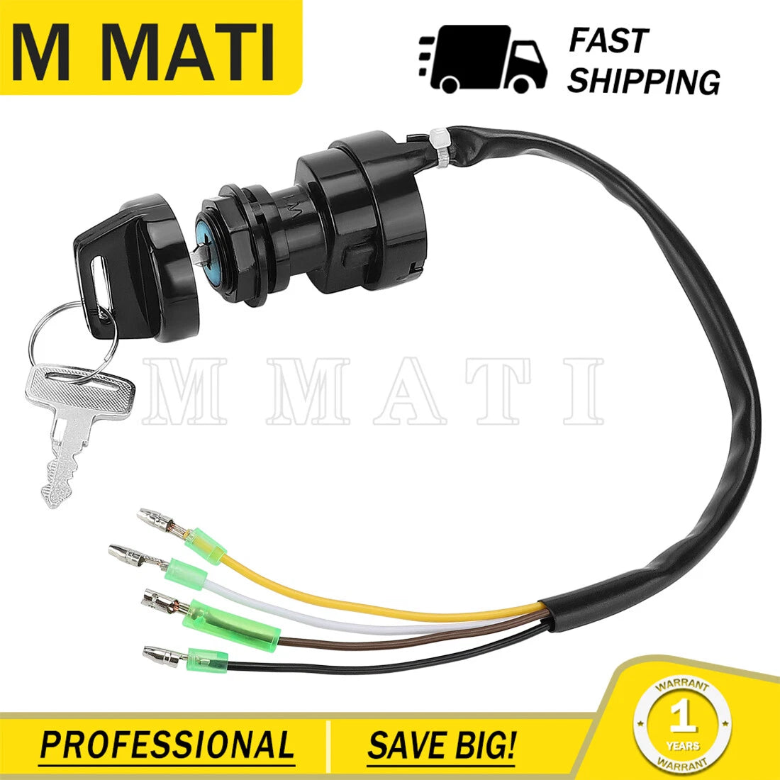 Ignition Switch with 2 Keys for Kawasaki Bayou 185 KLF185 (1985–1988)