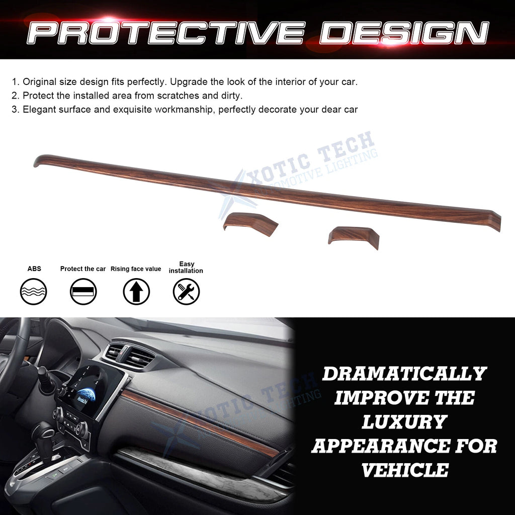 Peach Wood Grain Dashboard Panel Upper Stripe Cover for Honda CR-V (2017-2022)