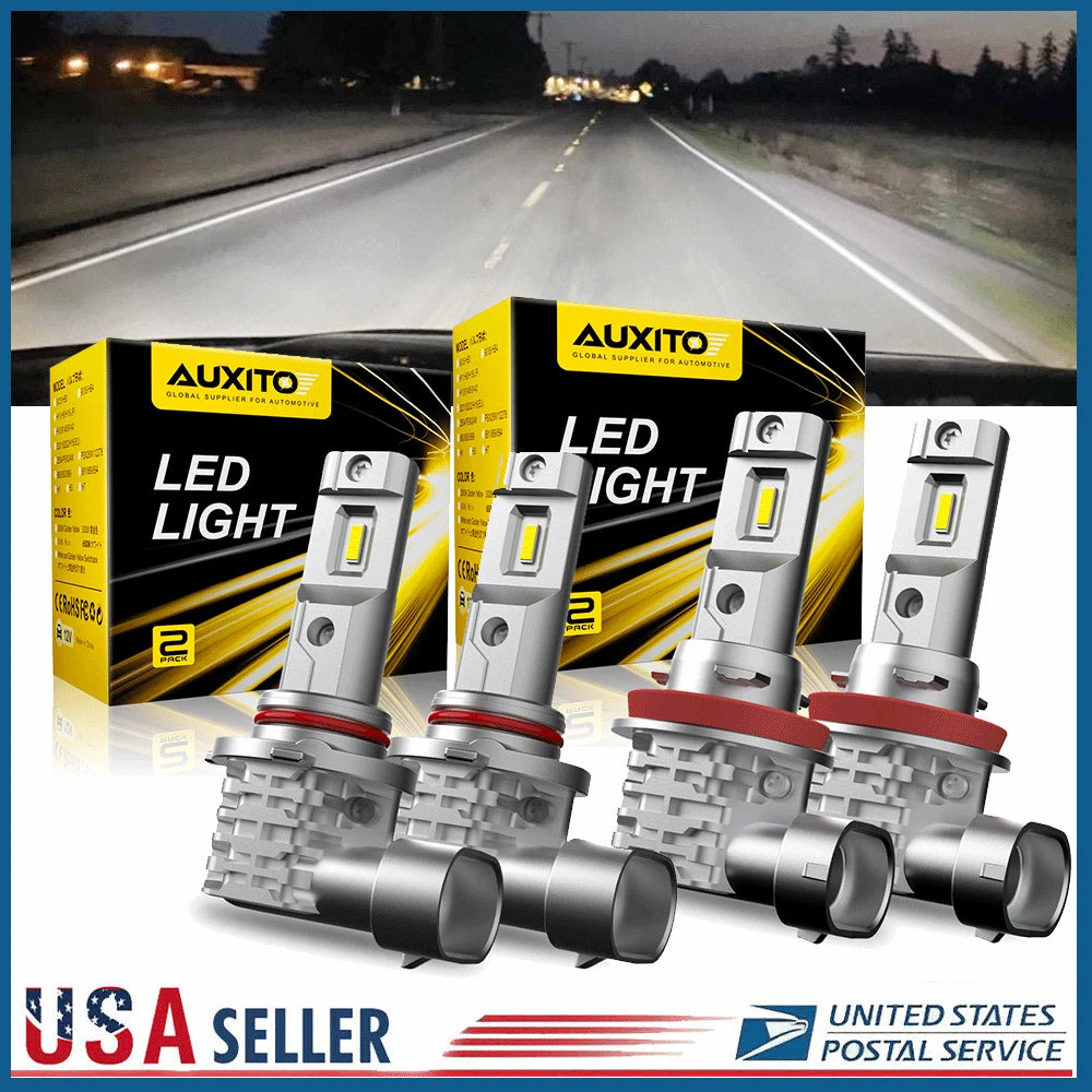 4X Auxito 9005 H11 LED Headlight Bulbs for