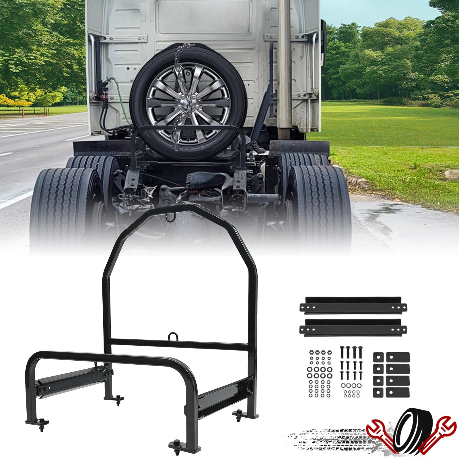 Adjustable Spare Tire Carrier Rack for Volvo Trucks (YYYY–YYYY)