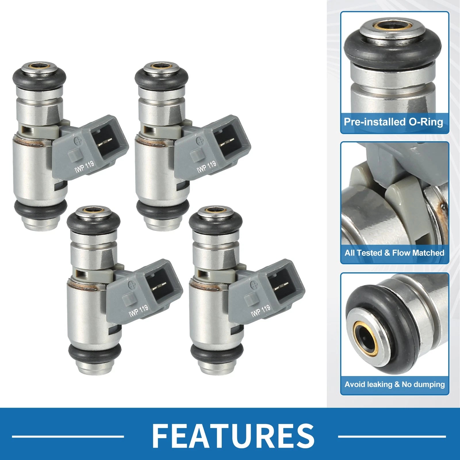 Set of 4 Fuel Injectors No.2N1U-9F593-KA for Ford Fiesta Mk5 (2001–2008)