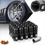 20Pcs M12x1.5 Open End Knurled Acorn Lug Nuts for Universal Fit (Black)
