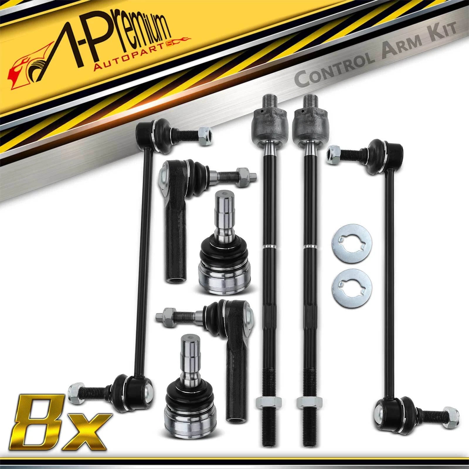 8x Front Sway Bar Links & Tie Rod Ball Joints for Ford Mustang (2005–2010)