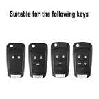 Flip Key Fob Case Cover for Chevrolet Cruze Malibu (2011–2019) - Silver Black