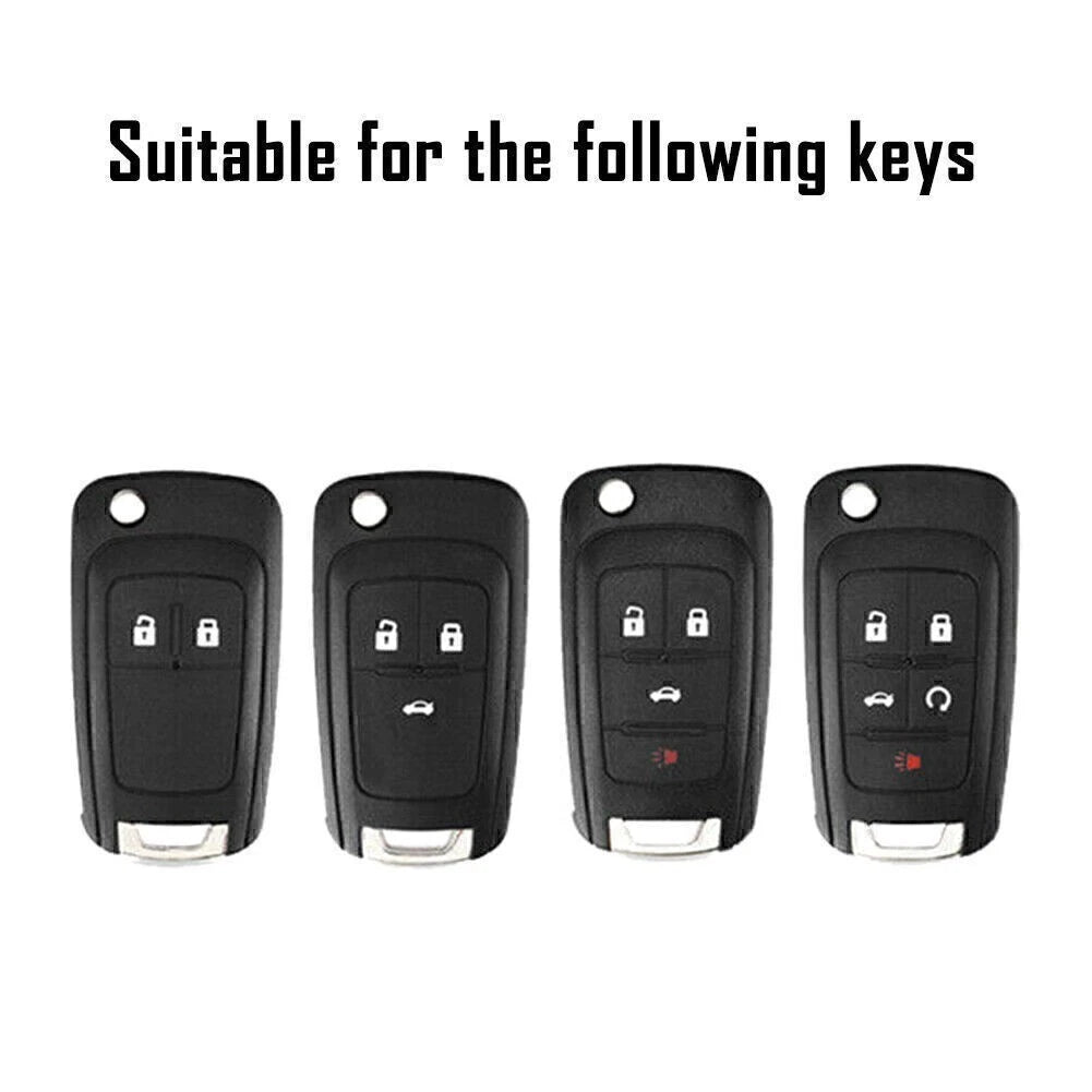 Flip Key Fob Case Cover for Chevrolet Cruze Malibu (2011–2019) - Silver Black