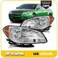 Set of 2 Headlight Assembly for Chevrolet Malibu (2008–2012) Chrome Amber