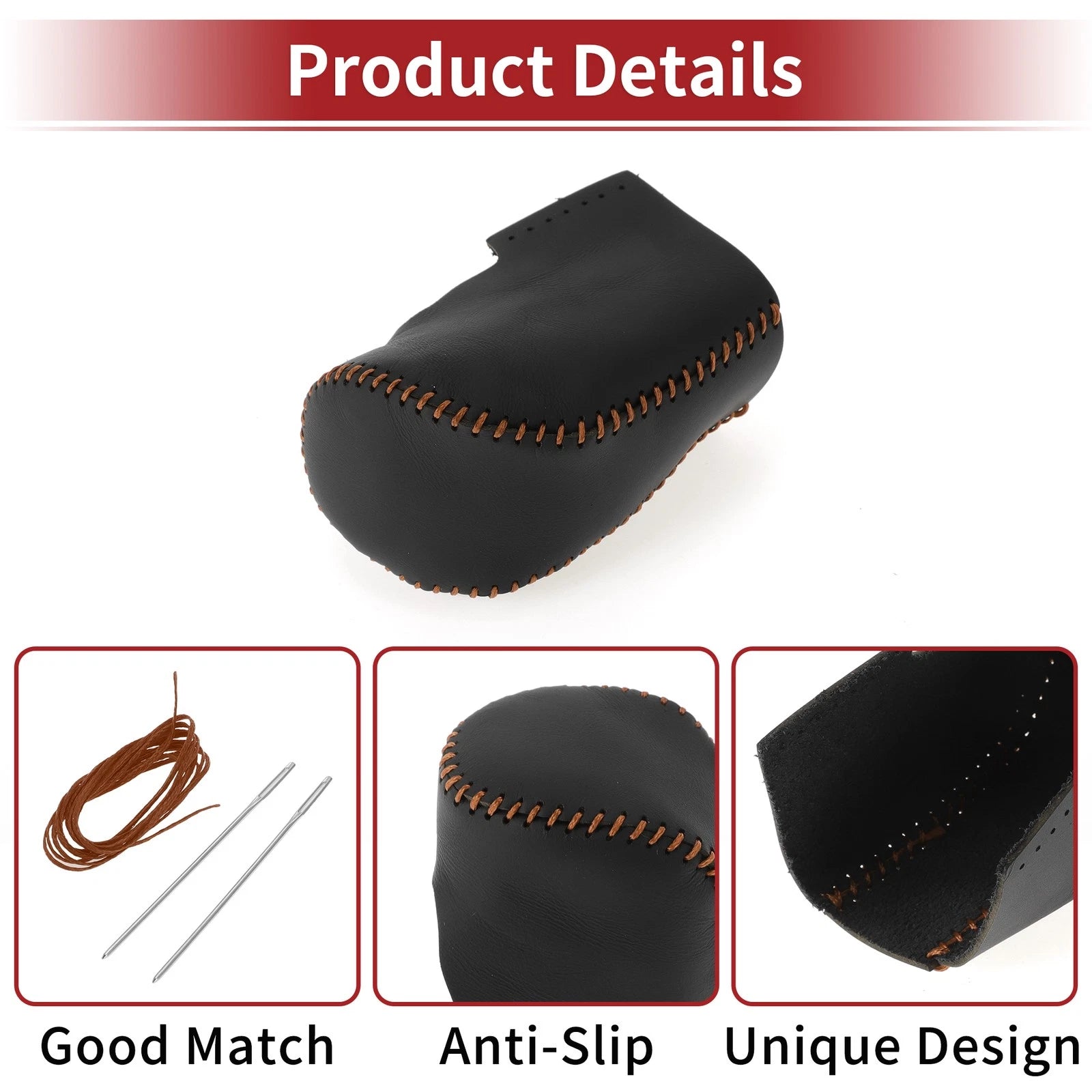 1Pcs Gear Shift Knob Cover for Honda HR-V (2023–2024) Black Brown Faux Leather