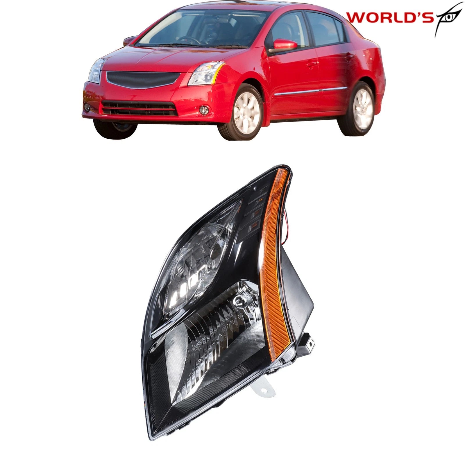 Headlight for Nissan Sentra (2010–2012) Halogen Right Passenger Black