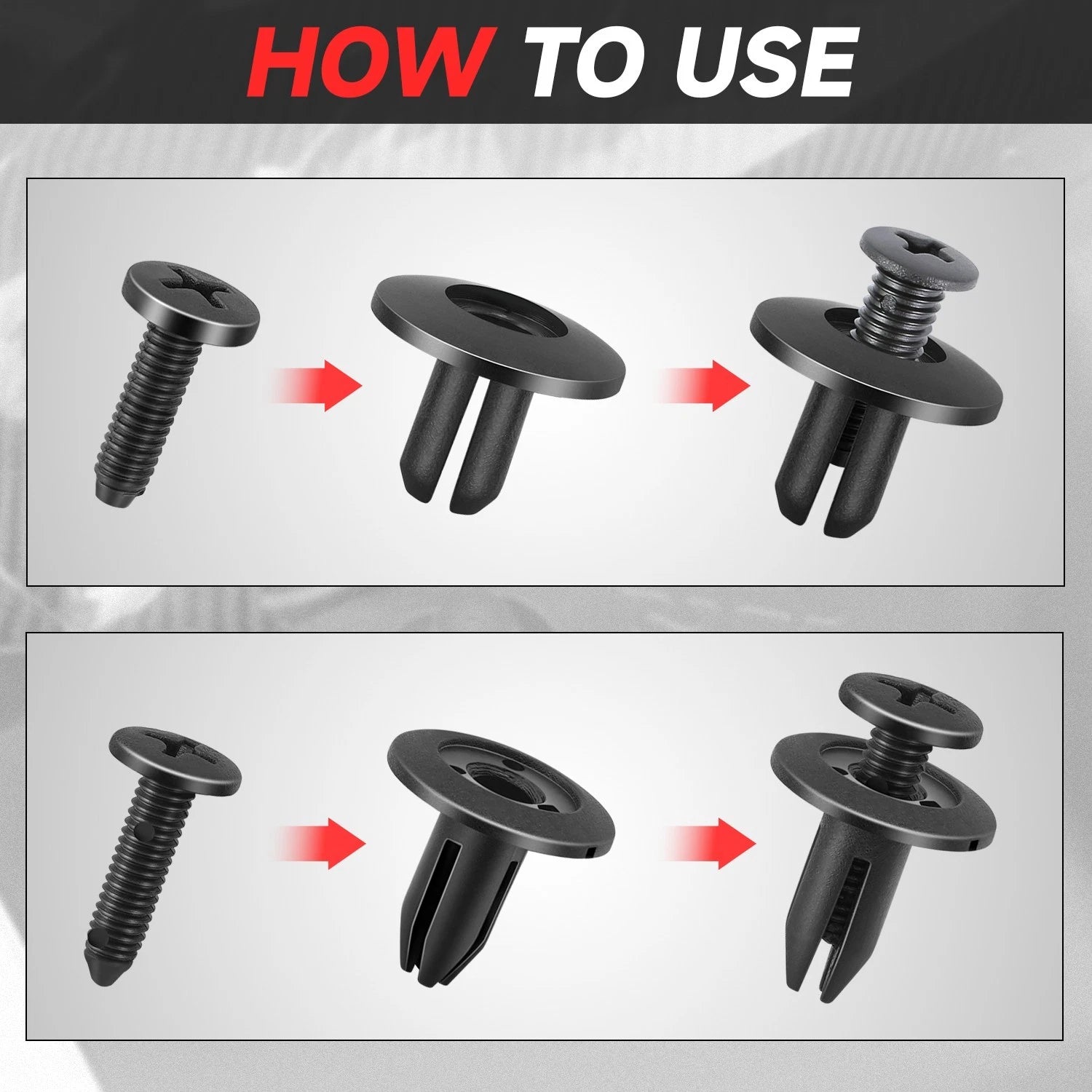 Set of 10 Nylon Retainer Clips for Honda Nissan Ford GM (6-10mm Holes)