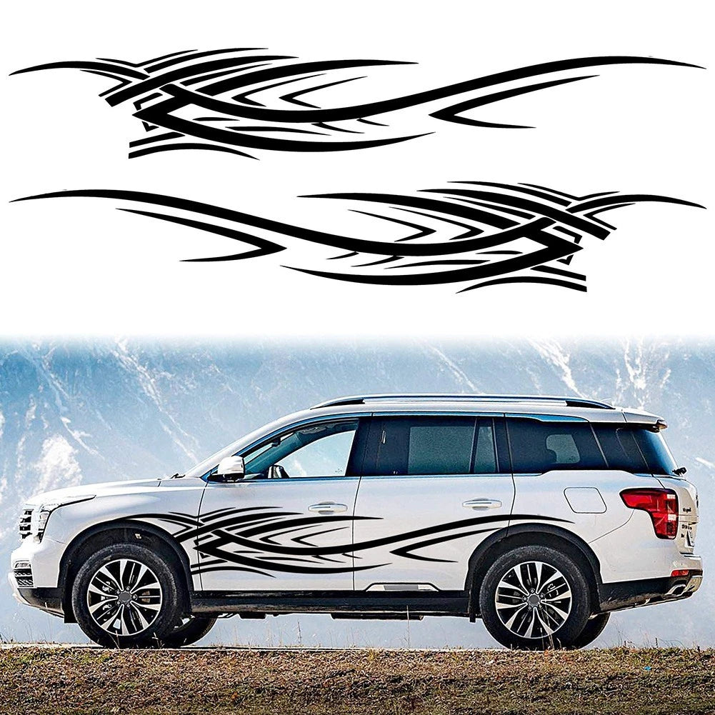2X Flame Graphics Car Body Side Stickers for Universal Vehicles