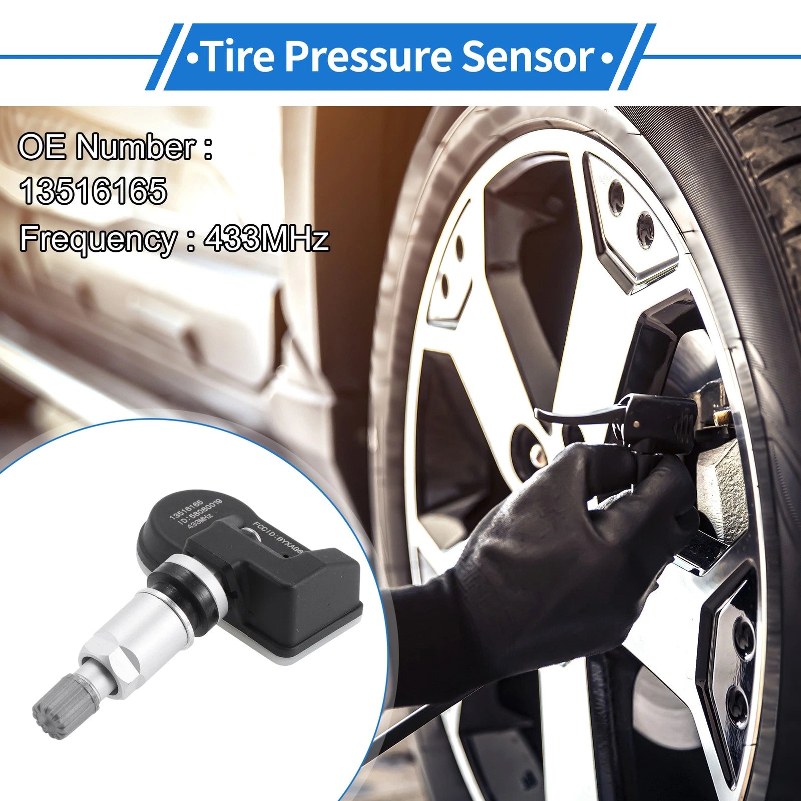 Tire Pressure Sensor for Buick Enclave (2018–2021) 13516165 433MHz